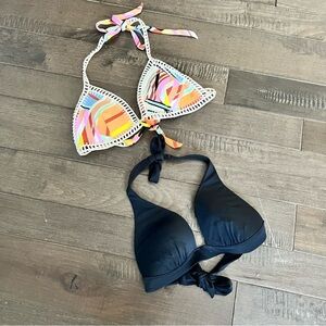 2 Victoria’s Secret Bikini Tops Halter Swimsuit Bathing Suit Lot Bundle M Womens